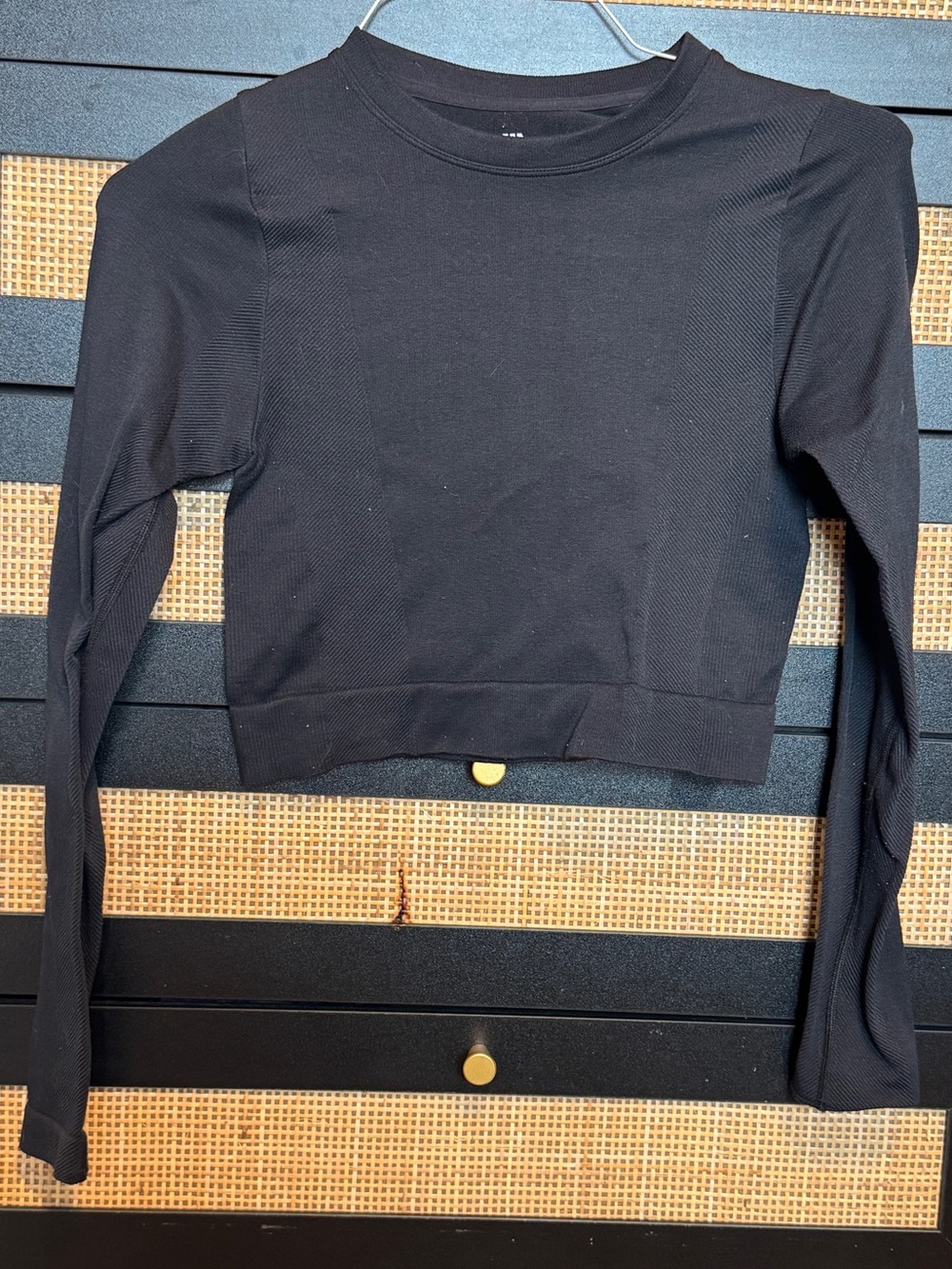all in motion Black Long-Sleeve Cropped Crew Top